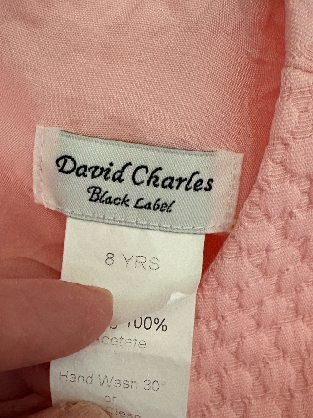 David Charles Black Label Pink Textured Girls Dress - Picture 4 of 4